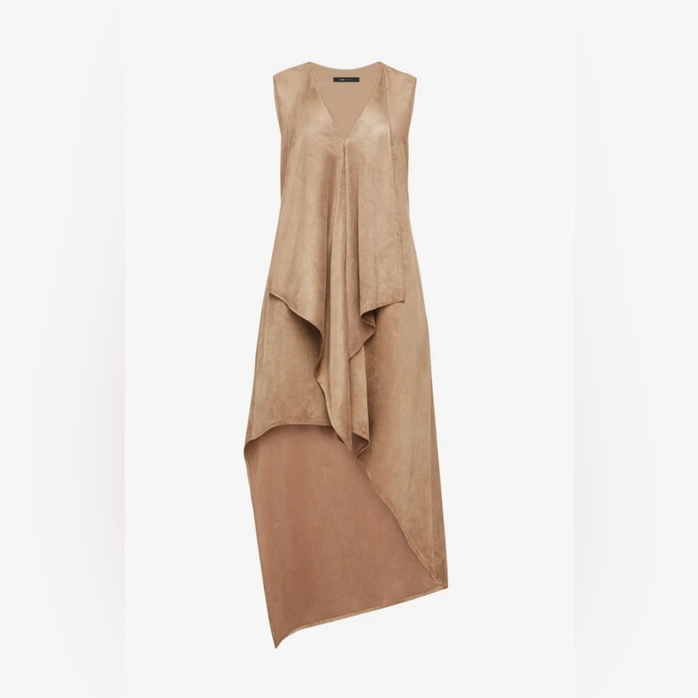 BCBG MaxAzria Tara Trasar Immitation Suede Ruffles High Low Style # VHU69K51-E37